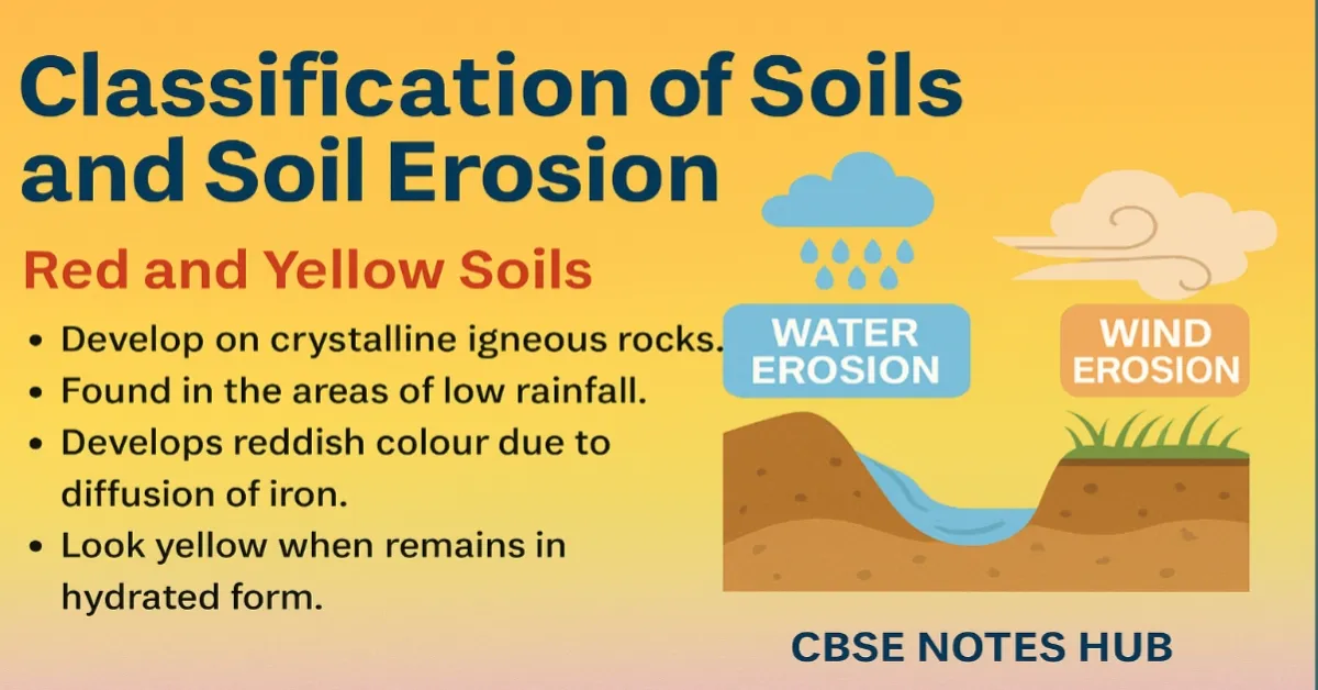 Classification of Soils and Soil Erosion – CBSE Class 10 Geography Notes